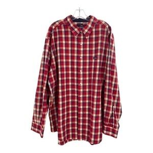 Chaps Ralph Lauren Easy Care Camp Shirt Red Plaid Button Up Long Sleeve Size XXL